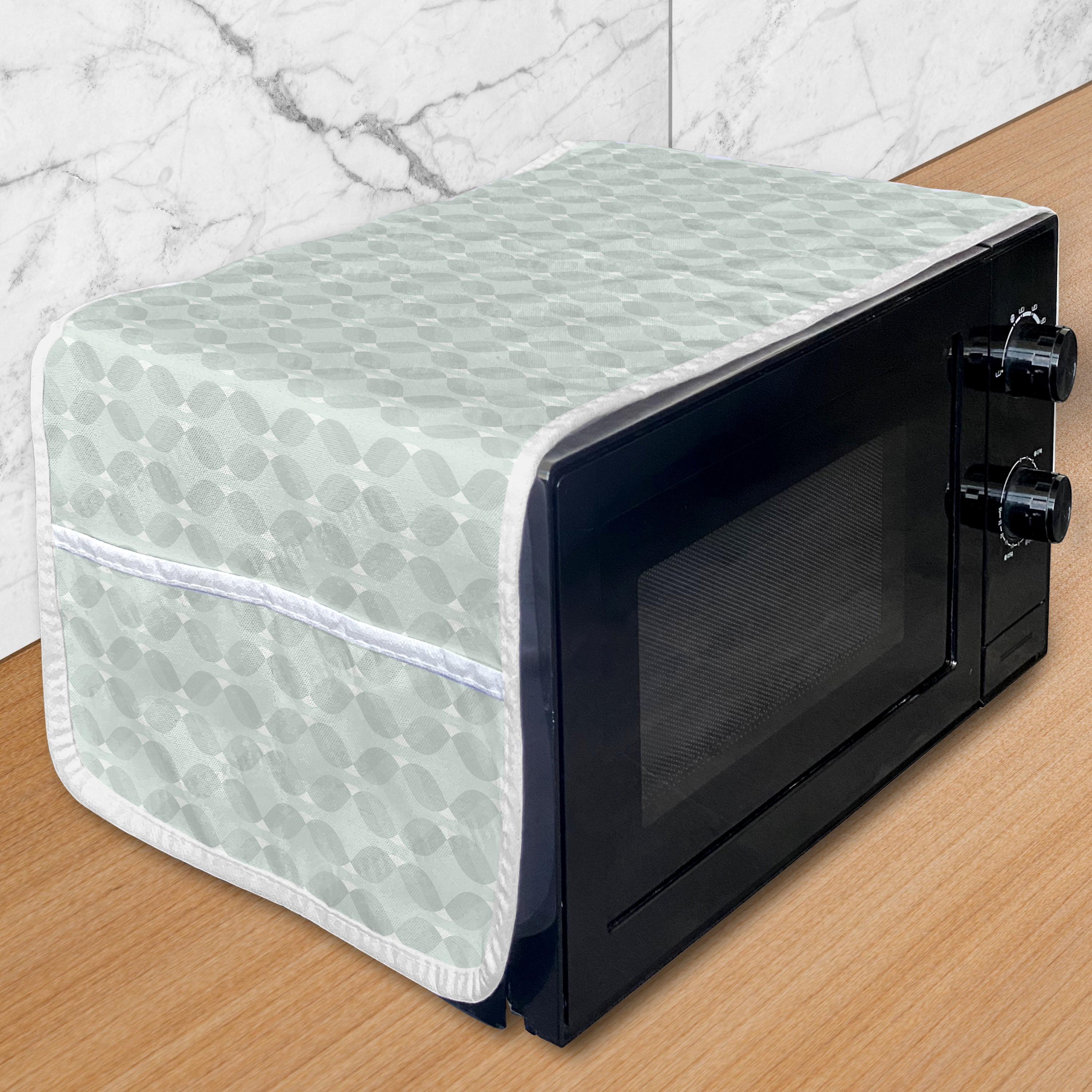 Abstract Microwave Oven Cover, Tangled Soft Toned Waves Curling Retro ...
