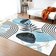 thumbnail image 1 of Abstract Mid Century Area Rug,Tropical Leaves Blue Geometric Floral Modern Art Rugs, Boho Style Multipurpose Washable Home Decor Mat For Bedroom Living Room Classroom Office, 1 of 7