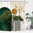 thumbnail image 1 of Abstract Mid Century Bathroom Shower Curtain 72W by 72H Inch Minimalist Modern Aesthetic Geometric Emerald Green Leaves Botanical Plant Polyester Fabric 12 Plastic Hooks Waterproof Decor, 1 of 5