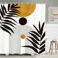 thumbnail image 1 of Abstract Mid Century Bathroom Shower Curtain Minimalist Modern Leaves Plant Arch Geometric Neutral Aesthetic Contemporary Polyester Fabric 12 Plastic Hooks Waterproof Decor 60"W x 72"L (Pack of 1), 1 of 6
