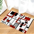 thumbnail image 1 of Abstract Mid Century Geometric Entrance Floor Mat Personalized Doormat Red Black Gray Welcome Door Mat Low Profile Non Slip Entry Rugs for Bathroom Kitchen Home Front Decor 18x30inch, 1 of 6