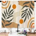 thumbnail image 1 of Abstract Mid Century Kitchen Curtains Boho Aesthetic Leaves Curtains Modern Short Geometric Arch Sun Cafe Tier Curtains Nature Plant Bathroom Window Treatment Tiers Drape 26x36 Inch 2 Panels, 1 of 1