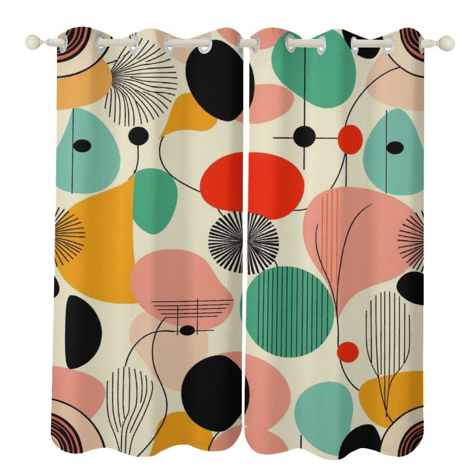Abstract Mid Century Modern Curtains Outdoor Decor Curtain Panels With — free download