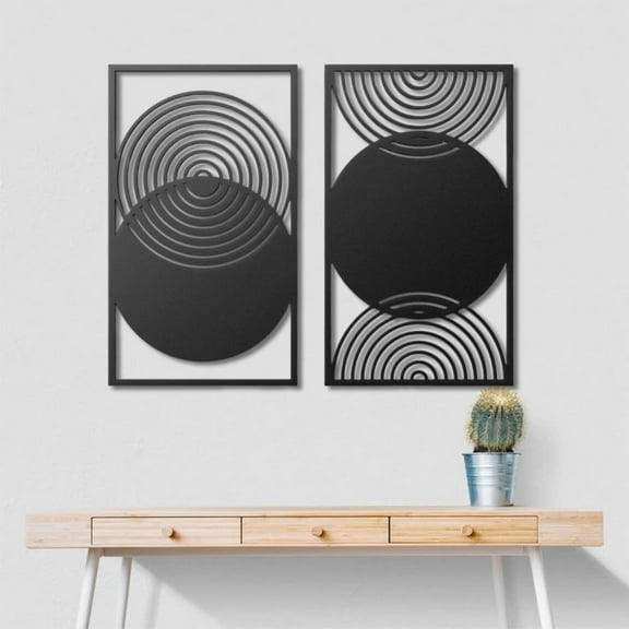 Abstract Mid Century Modern Metal Wall Art Set of 2