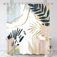 thumbnail image 1 of Abstract Mid Century Shower Curtain 72Wx84H Inches Extra Long Boho Pastel Geometric Golden Leaves Minimalist Modern Aesthetic Bathroom Home Decor Fabric Waterproof Polyester with Hooks, 1 of 6