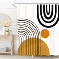 thumbnail image 1 of Abstract Mid Century Shower Curtain for Bathroom Accessories 72Wx72H Inch Modern Cute Contemporary Sun Minimalistic Semicircle Curve Aesthetic Fabric Waterproof Polyester 12 Pack Plastic Hooks, 1 of 6
