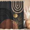 thumbnail image 1 of Abstract Mid Century Shower Curtain for Bathroom Decor 72Wx84H Inches Extra Long Black Boho Men Arch Sun Leaves Minimalist Modern Geometric Brown Gold Fabric Waterproof Polyester 12 Pack Hooks, 1 of 6