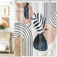 thumbnail image 1 of Abstract Mid Century Shower Curtain Boho Eucalyptus Leaves Botanical Black Geometric Lines Pattern for Minimalist Bathroom Decor Accessories Shower Curtain Set with 12 Hooks, 72x84 Inches, 1 of 6