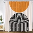 thumbnail image 1 of Abstract Mid Century Shower Curtains Black Lines Leaves Creative Geometric Boho Bath Curtain Modern Nordic Bathroom Decor Sets, 1 of 5