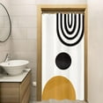 thumbnail image 1 of Abstract Mid Century Small Stall Shower Curtain Set for Bathroom 36Wx72H Inch Single Half Narrow RV Sun Minimalistic Curve Men Kids Modern Aesthetic Geometric Bath Accessories 7 Pack Hooks, 1 of 5