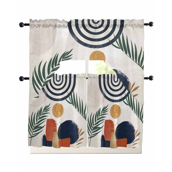 Abstract Mid Century Swag Valance for Window, 3 Piece Vintage Geometric ...
