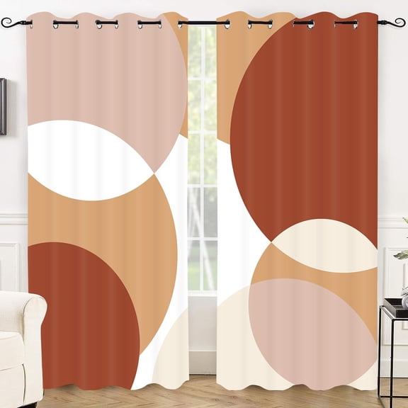 Abstract Mid Century Vintage Curtains Boho Geometric Terracotta Modern Blackout Curtain for Bedroom Living Room Minimalist Art Thermal Insulated Drapes for Kitchen Cafe-42"W x 45"L (Pack of 2)