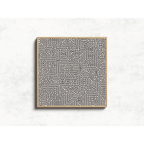 Abstract Mid Century Wall Art, Square Art Poster, Black Beige Mcm Wall Art, Minimalist Modern Wall Art, Trendy Decor567, Unframed Canvas Size 16x24