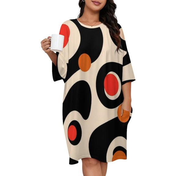 Abstract Midcentury Modern Art Sleepshirts For Sleeping Travels Loose Sleepdress Pajama Dress Soft Nightdress Sleepwear