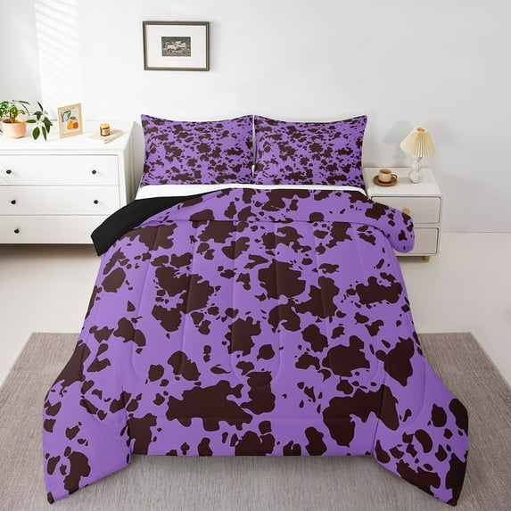 Abstract Milk Cow Bedding King Teens Adults,Cute Farm Animal Comforter Set,Kawaii Bull Cattle Down Comforter,Rustic Farmhouse Bedding Comforter Sets with 2 Pillow Cases