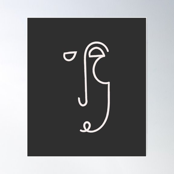 Abstract Minimal Face 03 - Modern Boho Line Art Drawing Illustration Shapes Poster Wall Art, Modern Wall Decor For Living Room Bedroom, 8x12 UNFRAMED