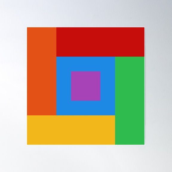 Abstract Minimal Hardedge Rainbow (Bold Colours) Poster Wall Art, Modern Wall Decor For Living Room Bedroom, 17x17 UNFRAMED