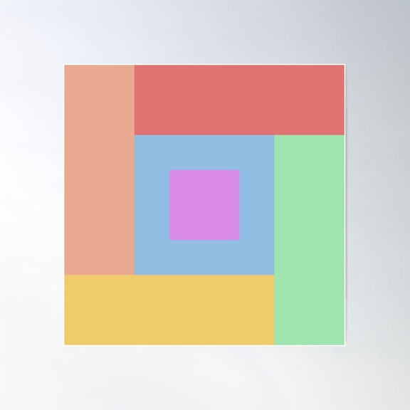 Abstract Minimal Hardedge Rainbow (Bright Colours) Poster Wall Art, Modern Wall Decor For Living Room Bedroom, 17x17 UNFRAMED