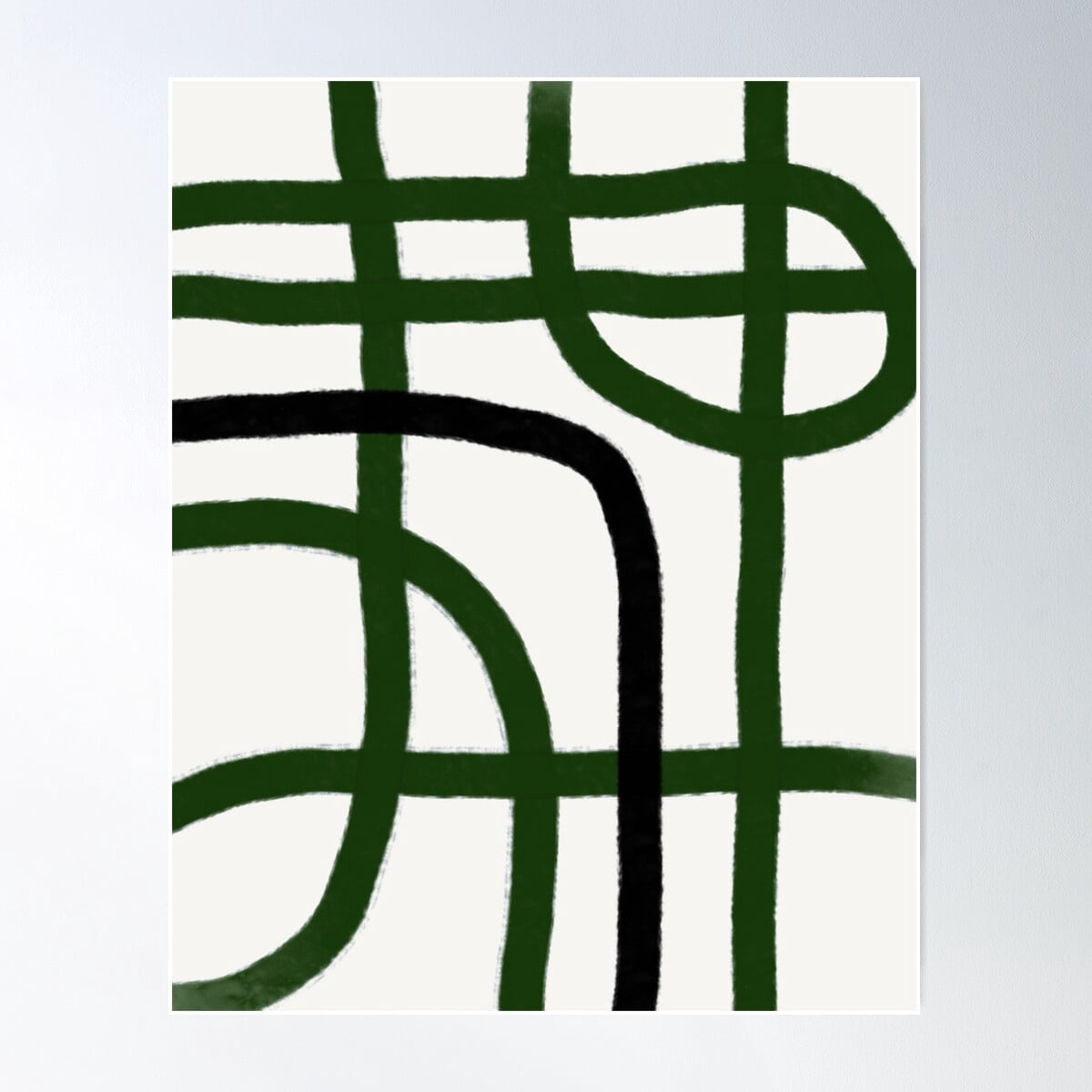 Abstract Minimal Line Art In Forest Green Poster Wall Art, Modern Wall ...