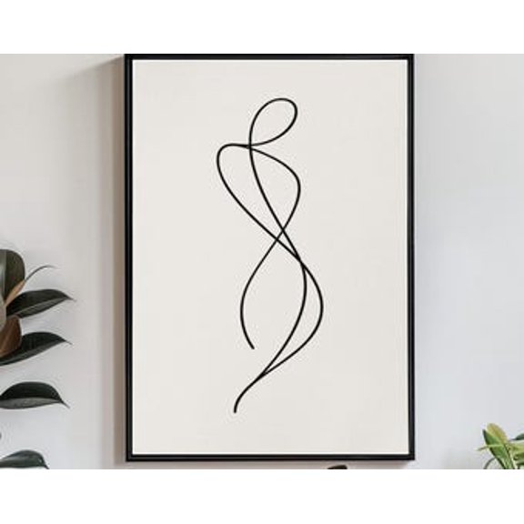 Abstract Minimal Poster, Black Line Wall Art, Modern Neutral Home Decor, 8x12 UNFRAMED