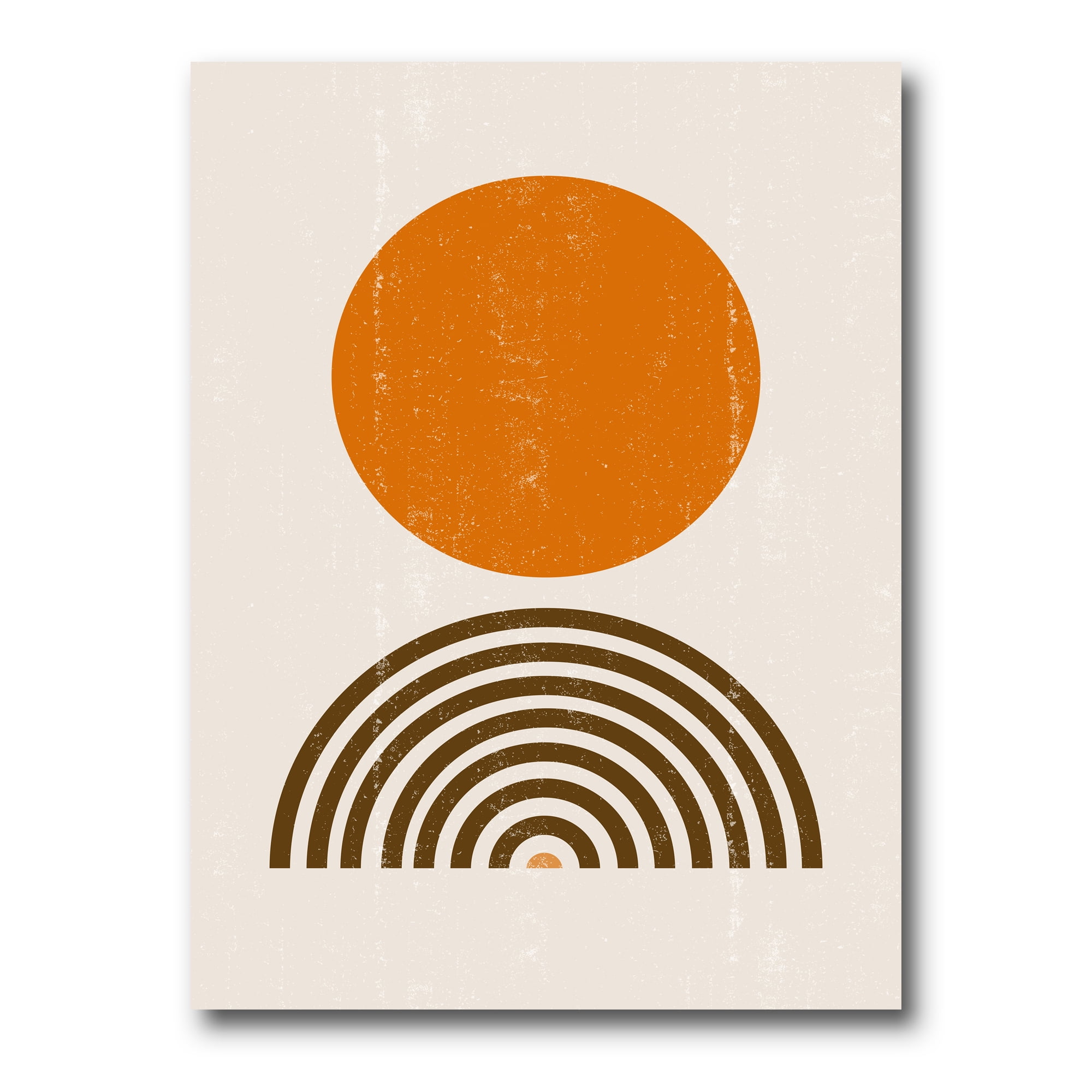 Abstract Minimal Rainbow and Orange Sun I 12 in x 8 in Painting Canvas Art Print, by Designart