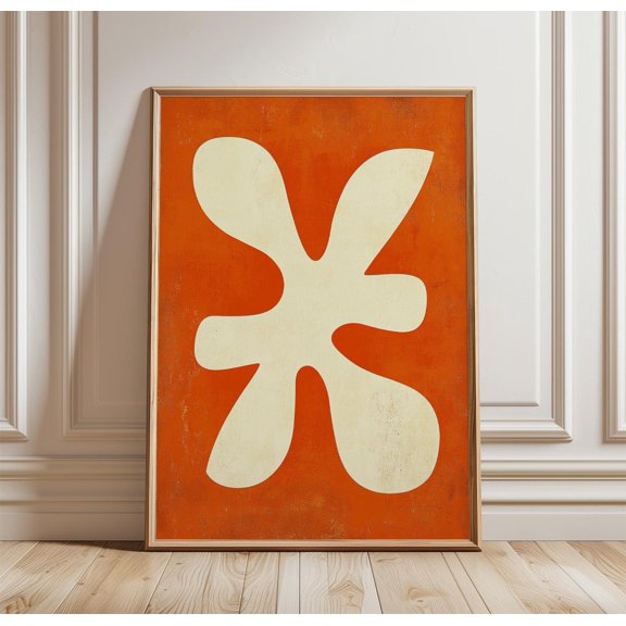 Abstract Minimal Shape Poster Bold Orange Modern Wall Art Contemporary Graphic Print