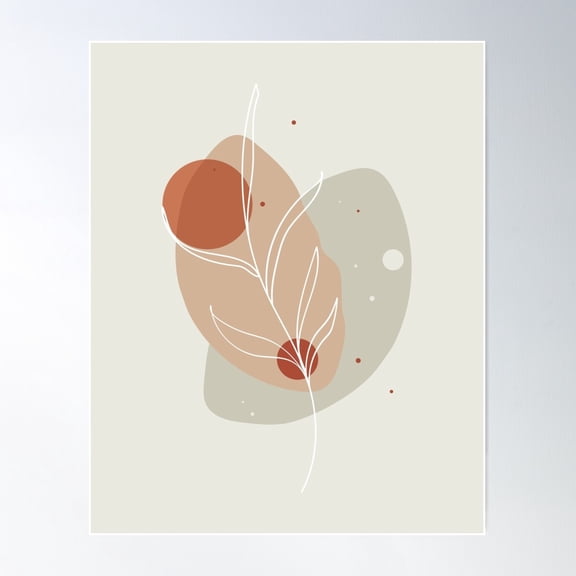 Abstract Minimal Shapes Plants 07 Tropical Modern Illustration Drawing Pattern Texture Poster Wall Art, Modern Wall Decor For Living Room Bedroom, 24x36 UNFRAMED