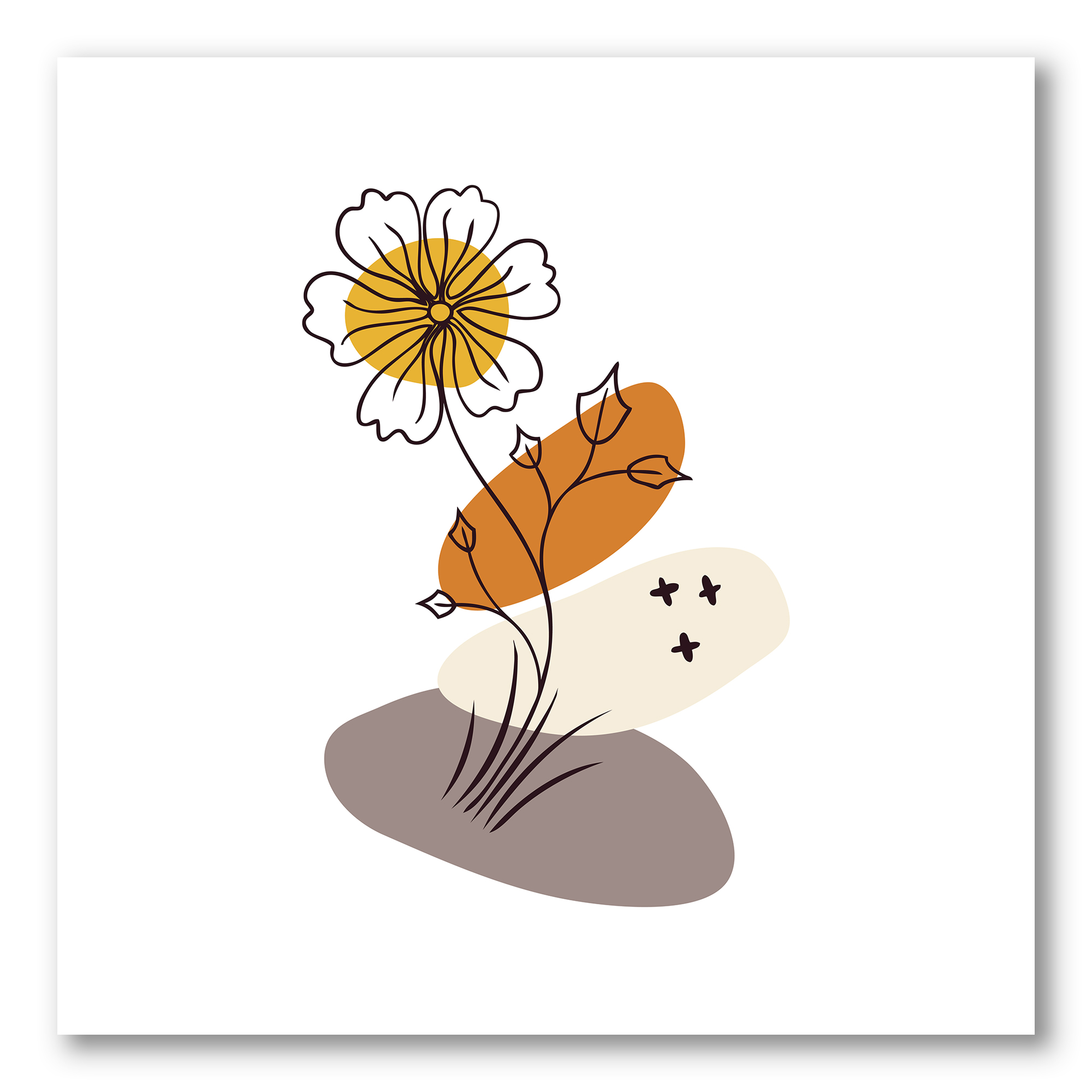 Abstract Minimal Shapes Under Flowers I 30 in x 30 in Painting Canvas Art Print, by Designart
