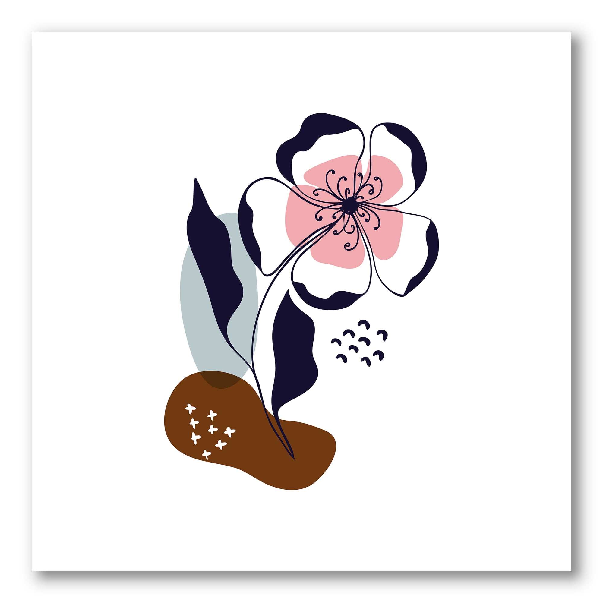 Abstract Minimal Shapes Under Flowers IV 16 in x 16 in Painting Canvas Art Print, by Designart