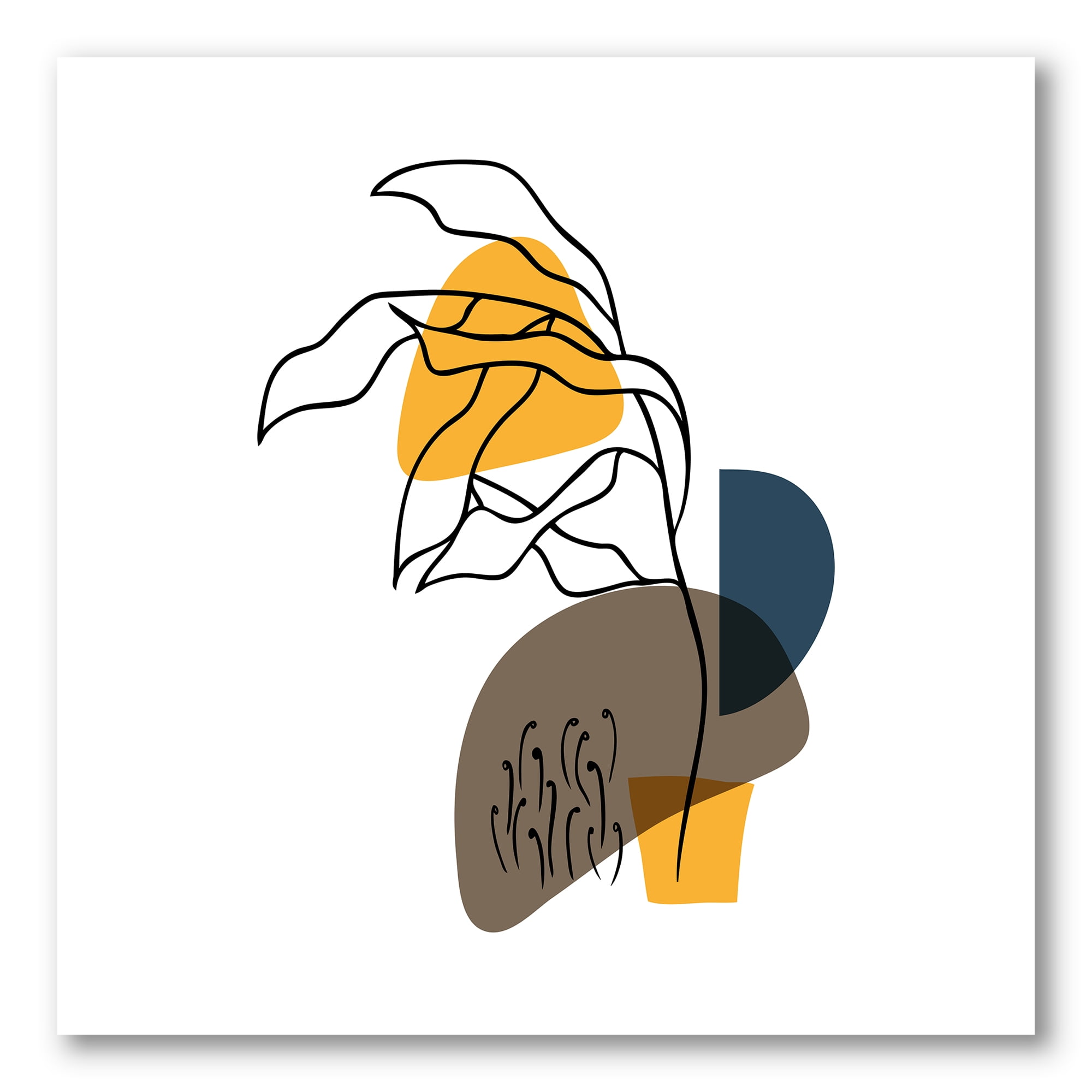 Abstract Minimal Shapes Under Flowers V 16 in x 16 in Painting Canvas Art Print, by Designart