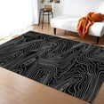 thumbnail image 1 of Abstract Minimalist Art Line Area Rugs, Mountain Black And White Line Large Rug, Indoor Non-Slip Kids Rugs, Machine Washable Breathable Durable Carpet For Front Entrance Floor Decor 4x6ft, 1 of 6