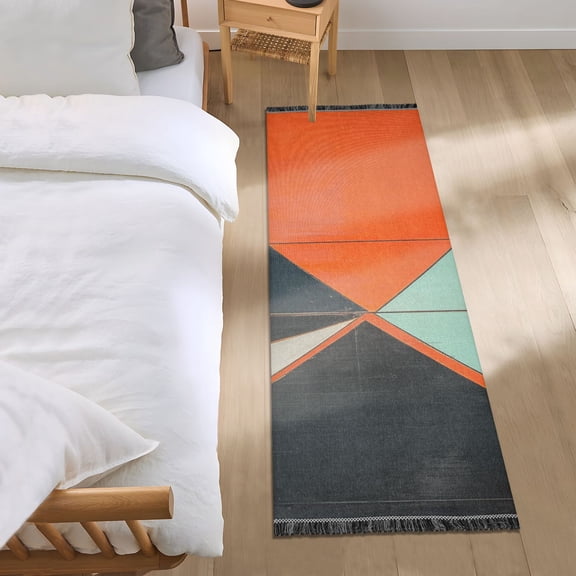 Abstract Minimalist Geometric Design Bedroom Runner Rug 2'x 6' Non Slip Carpet Indoor Home Area Rug Living Room
