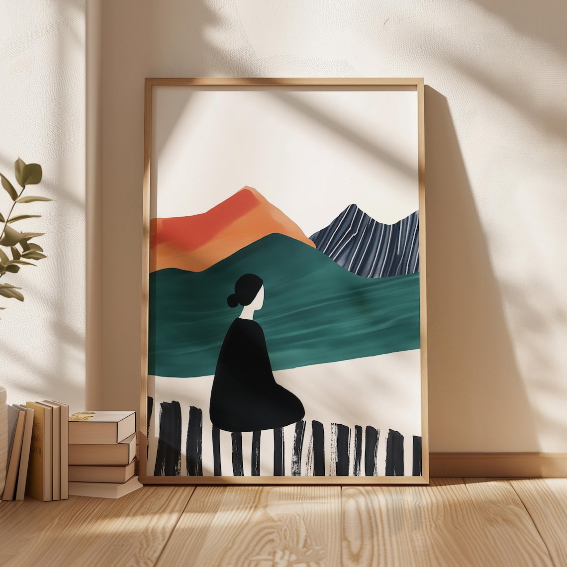 Modern Scandinavian Artwork Decor Reference: Abstract Minimalist Landscape Art Black And White Modern Print
