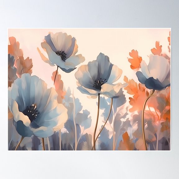 Abstract Minimalist Muted Color Flowers Boho Art Poster Wall Art, Modern Wall Decor For Living Room Bedroom, 8x12 UNFRAMED