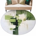 thumbnail image 1 of Abstract Minimalist Round Area&nbsp;Rug 5ft White Green Oil Painting Effect Non-Slip&nbsp;Washable Circle Rugs Soft Felt Indoor Floor Mat for Bedroom Kitchen Living Room Bathroom, 1 of 9