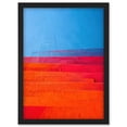 thumbnail image 1 of Abstract Minimalist Steps Painting Blue Purple Pink Orange Red Artwork Framed Wall Art Print A4, 1 of 4