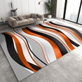 thumbnail image 1 of Abstract Minimalist Waves Cloud Texture Area Rug, Mid-Century Black White Gray Orange Gradient Home Decor Rug, Non Slip Easy Clean Carpet For Living Room Bedroom Dining Room Office 5x7ft, 1 of 6