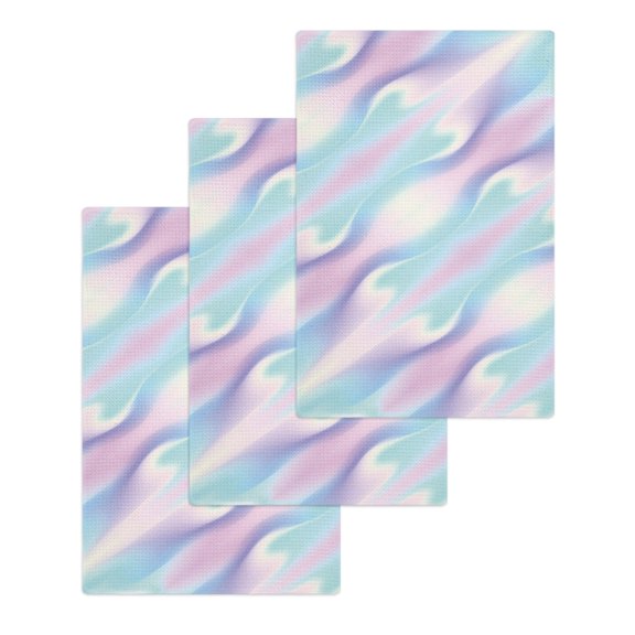 Abstract Minimalistic,Hand Towels Set,Waffle Weave Kitchen Towels 3PCS,Turquoise Pink Ombre Aesthetic Color Art Microfiber Face Bath Tea Towel Absorbent Quick Drying Cleaning Dish Cloths,15.7"x23.6"