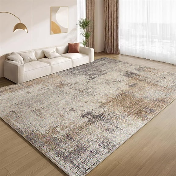 Abstract Modern Area Rugs, Gray Brown Neutral Carpet, Washable Non Slip Low Pile Soft Rug for Living Room Bedroom Decor Mat 4ftx6ft