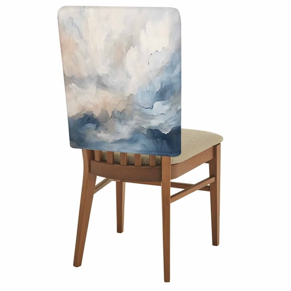 Abstract Modern Art Chair Back Covers Pack of 1, Watercolor Blue Graffiti Art Removable Dining Seat Cover Washable Kitchen Chair Slipcovers Protective for Party Festival Decoration 19x20in