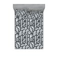 thumbnail image 1 of Abstract Modern Art Fitted Sheet & Pillow Sham Set, Contemporary Geometric Lines with Silhouettes Boho Print, Decorative Printed 3 Piece Bedding Decor, Queen, Charcoal Grey Pale Grey, by Ambesonne, 1 of 2