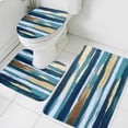 thumbnail image 1 of Abstract Modern Bathroom Rugs Set Gold and Navy Blue Non Slip Absorbent Soft Bath Mats 3 Piece Set with Bathroom Rug, U-Shaped Floor Mat, Toilet Seat Cover Large Size, 1 of 9