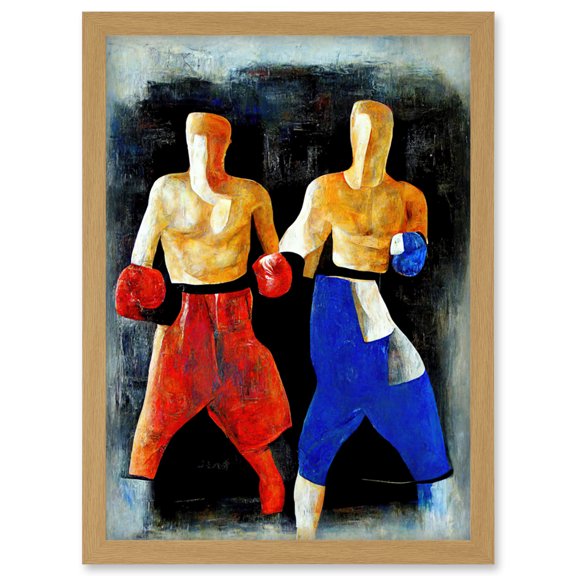 Abstract Modern Boxing Boxers Artwork Framed Wall Art Print A4