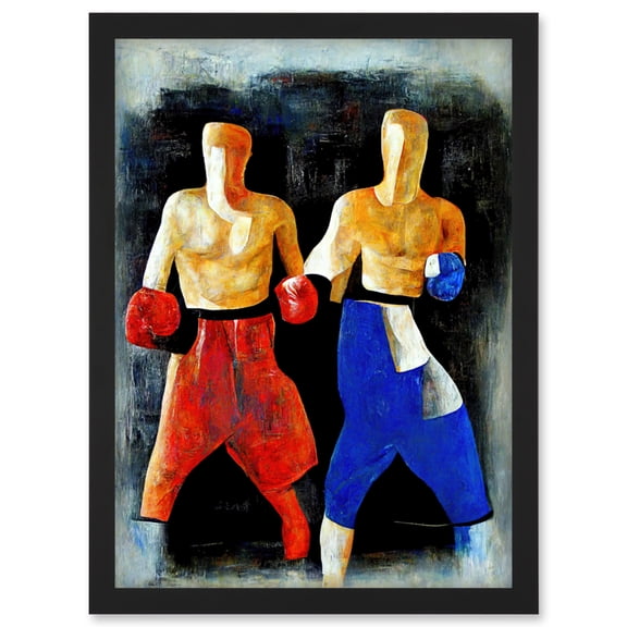 Abstract Modern Boxing Boxers Artwork Framed Wall Art Print A4