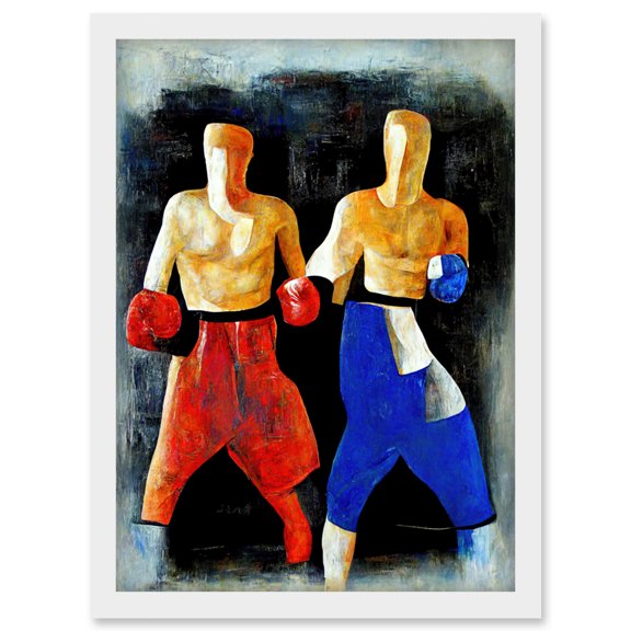 Abstract Modern Boxing Boxers Artwork Framed Wall Art Print A4