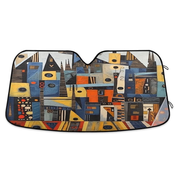 Abstract Modern Cityscape Car Windshield Sun Shade Foldable Car Front Window Visor Heat and UV Protection 53x23.5