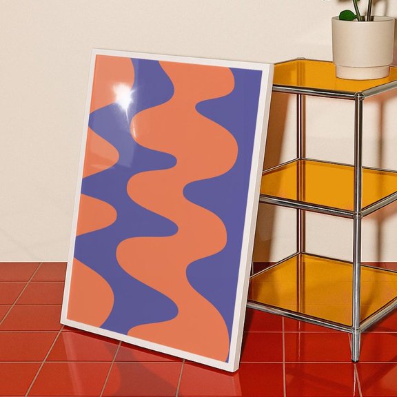 Abstract Modern Color Block Pattern Retro Wavy Shapes Decor