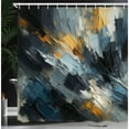 thumbnail image 1 of Abstract Modern Contemporary Brushwork Style Oil Painting Printing, Cloth Bathroom Decoration Set Hooks, Blue Gray Dark Gray Orange, 12 Hooks, 1 of 5