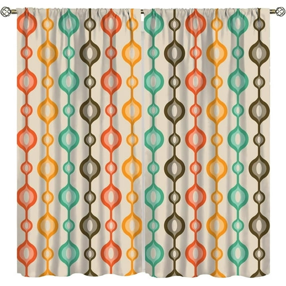 Abstract Modern Curtains,Mid Century Abstract Geometric Pattern Rod Window Drapes for Living Room Bedroom Kitchen Bathroom Home Set 2 Panels,72x63 Inches, Style-9