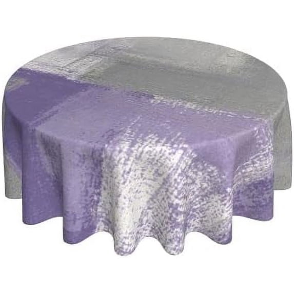 Abstract Modern Grey Purple Waterproof Picnic Patio Party Round Table Cloth Cover Decorations Fabric 60 Inch Circular Tablecloth for 20-47 Inch Home Dining Room Kitchen Decor